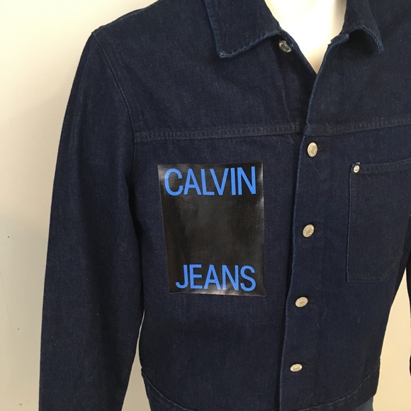 New! Calvin Klein Jean Dark Denim Jacket - Picture 2 of 10